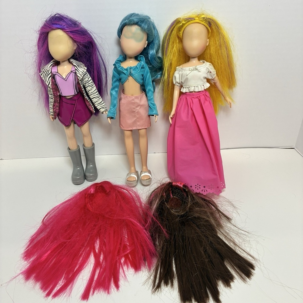 Vintage What's Her Face Mattel Dolls Lot of 3 Clothes Extra Hair Rare Y2K